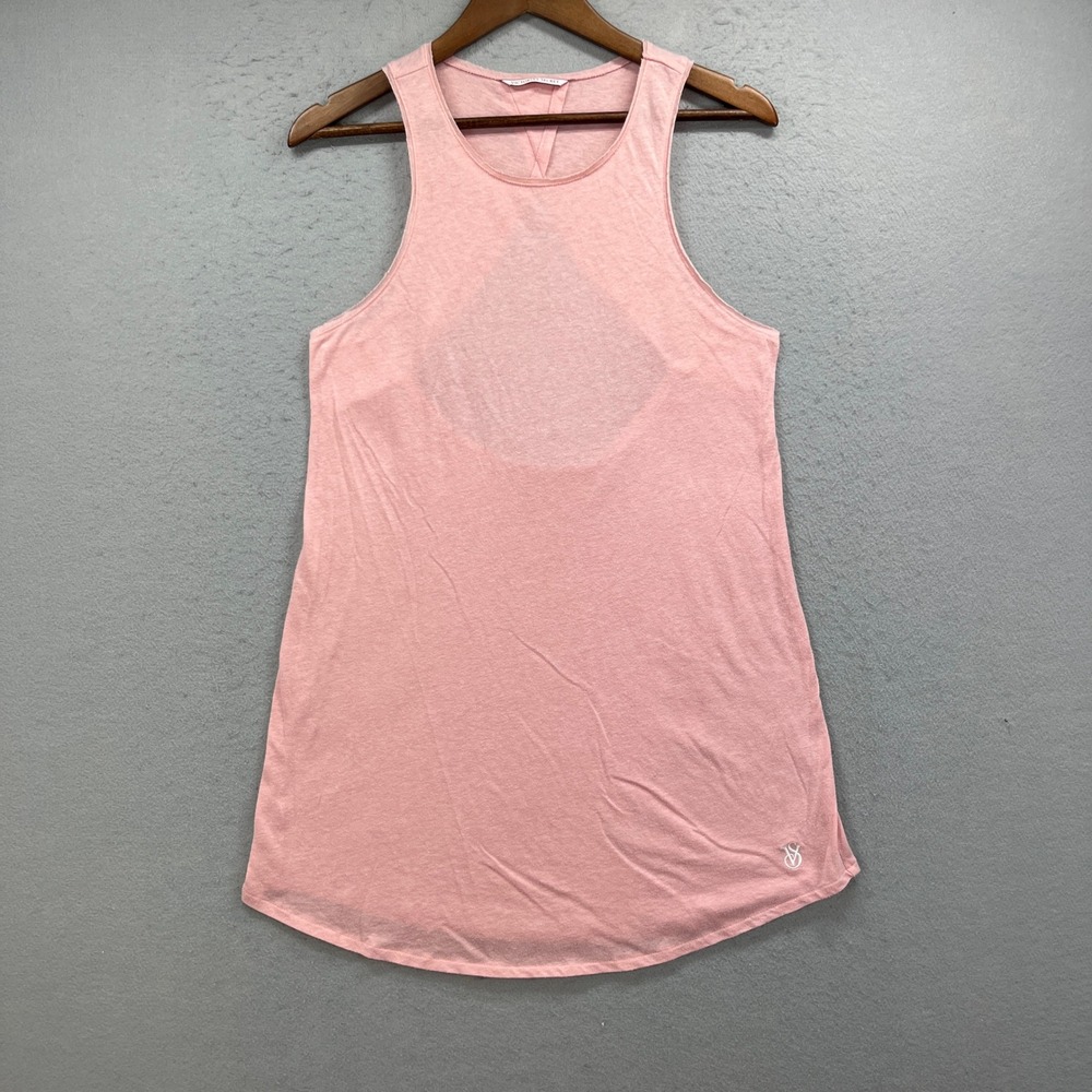 Victoria Secret Tank Top Womens Small Pink Open Back Yoga Activewear Athleisure